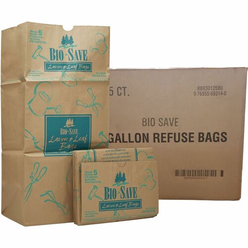 Lawn and Leaf Bag, 2 Ply, 16" W x 12" L x 35" H, Brown 50/CT