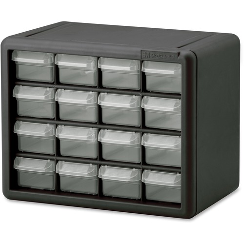 Storage Cabinet, Plastic, 16-Draw, 6-3/8"x10-1/2"x8-1/2", Gray