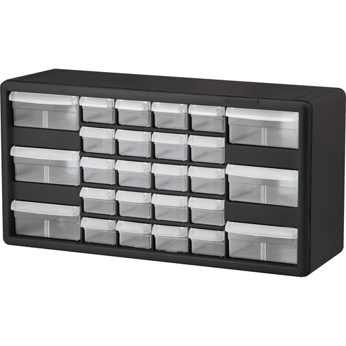 Stackable Cabinet, 26 Drawers, 20" x 6-3/8" x 10-11/32", Black/Gray