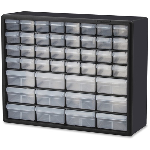 Storage Cabinet, 44 Drawers, 20" x 6-3/8" x 15-13/16", Black/Gray