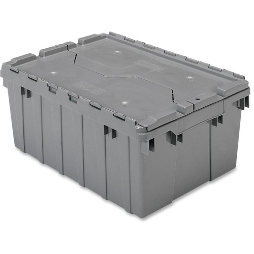 Container, With Attached Lid, 8-1/2 Gal, Gray