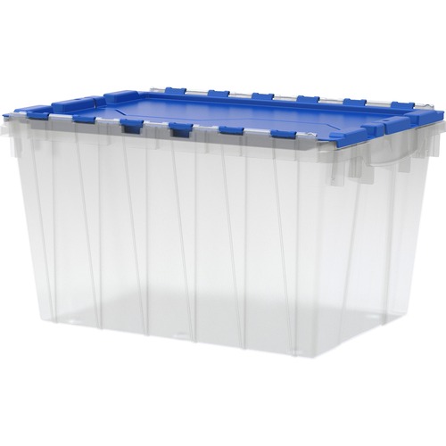 Storage Box, 12-Gallon, 15" x 21-1/2" x 12-1/2", Clear/Blue
