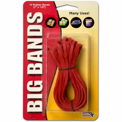 Big Rubber Bands, 117B, 7" x 1/8", Red 12/PK