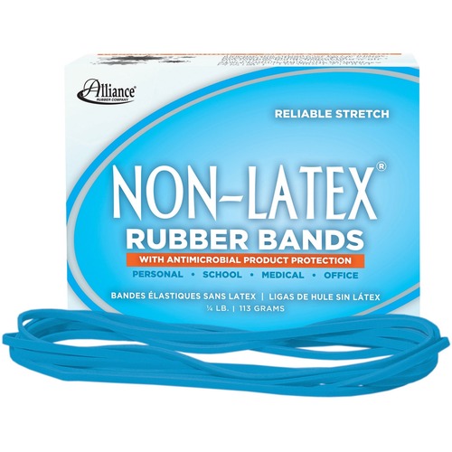 Antimicrobial Rubber Bands, 1/4 lb, 7" x 1/8", Cyan Blue