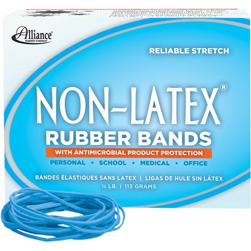 Antimicrobial Rubber Bands, 1/4 lb, 3-1/2" x 1/16", Cy Blue