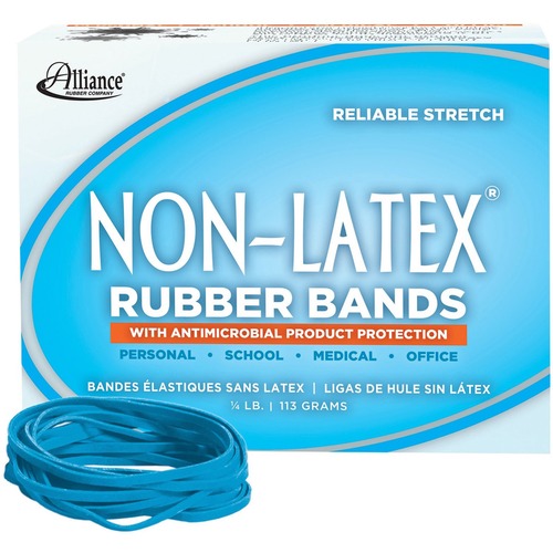 Antimicrobial Rubber Bands, 1/4 lb, 3-1/2" x 1/8", Cyan Blue 180/BX
