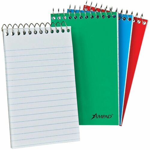 Notebooks, Memo, Top Bound, Compact, 60 Sheets Book, Ruled, Assorted 12/PK