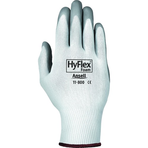 Safety Gloves, Nitrile Foam Coating, Medium, Gray/White 2/PR