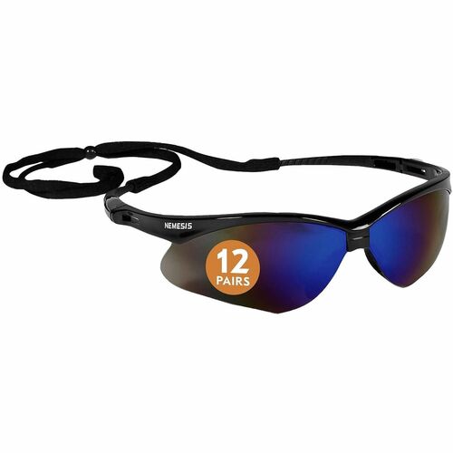 Glasses, Safety, UV Protection, Black/Blue Mirror Lens 144/CT