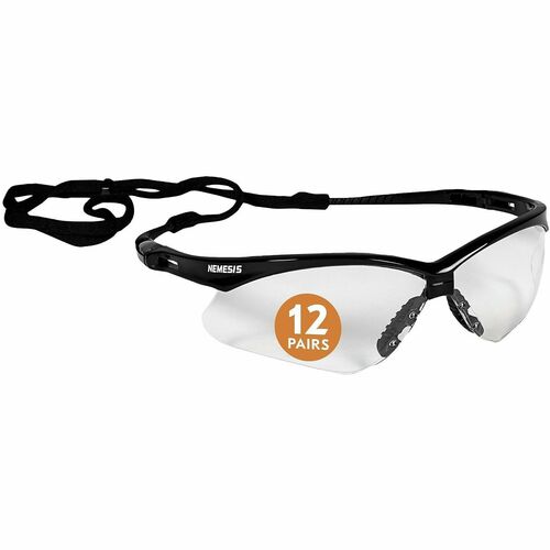 Glasses, Safety, UV Protection, No-Slip, Anti-Fog, Black/Clear 12/BX