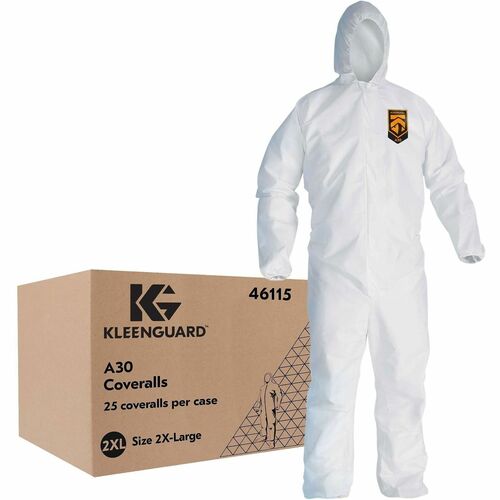 Coveralls, Zipper, Elastic Hood/Back/Wrist/Ankle, 2X, WE 25/CT
