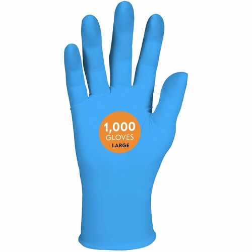 Gloves, Nitrile, Powder Free, Textured Tips, 6 Mil, 9.5" L, Large, Blue 100/BX