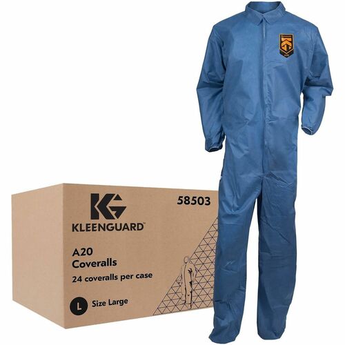 Coveralls, Zipper Front, Elastic Back/Wrist/Ankle, Large, WE 24/CT