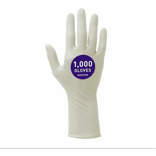 Gloves, Nitrile, Textured Tips, M, 6.3 Mil, 12" L, White 10/CT