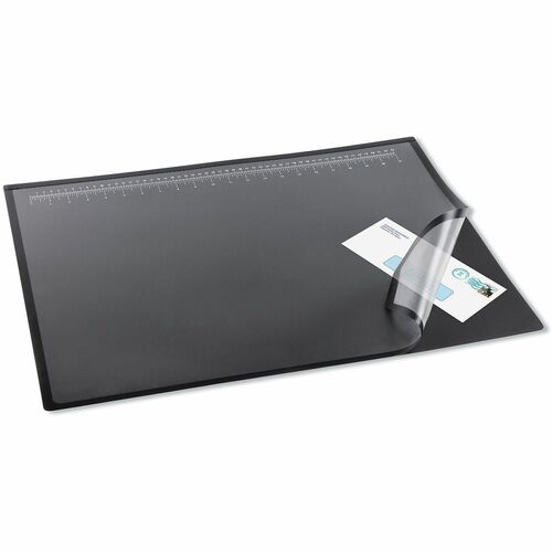 Logo Desk Pad, With English/Metric Ruler, 17"x22", Black