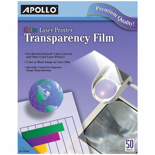 Transparency Film, For HP Color LaserJet Series, 8-1/2" x 11 50/BX