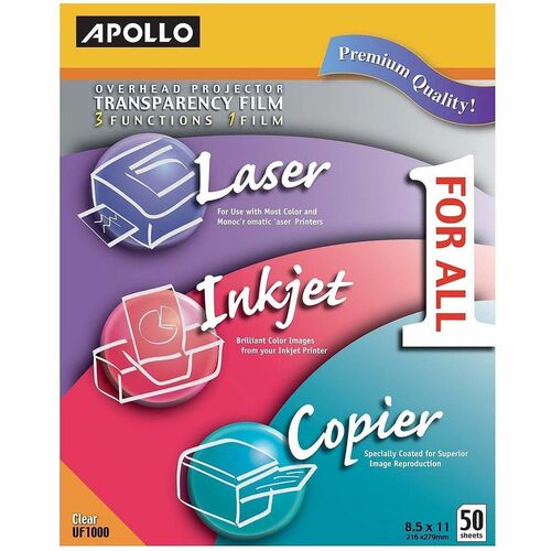 All-Purpose Transparency Film, 8-1/2" x 11", Clear 50/BX