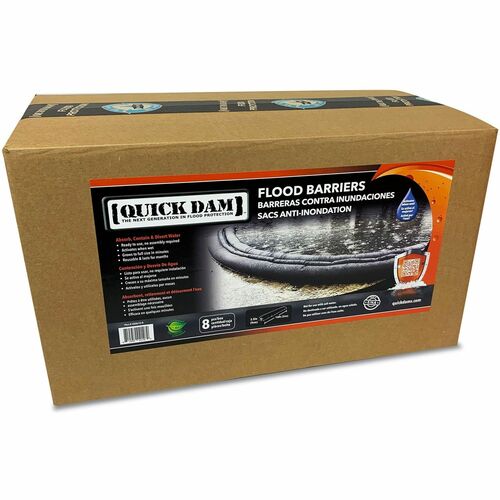 Flood Barriers, 8 Gallon/64 lb Cap, 10' Lx3.5" H, Black 8/CT