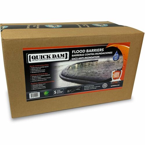 Flood Barriers, 14 Gallon/108 lb Cap, 17' Lx 3.5" H, Black 5/CT