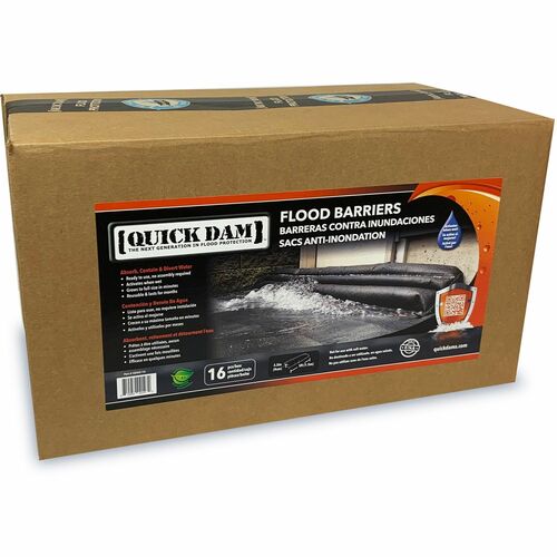 Flood Barriers, 4 Gallon/32 lb Cap, 5' Lx3.5" H, Black 16/CT