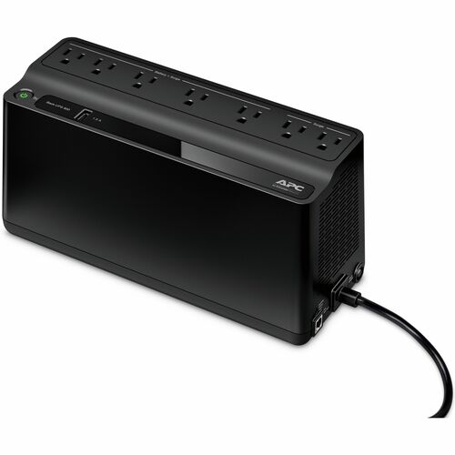 UPS Backup System, 7 Outlet, 600 VA, Surge, 10.75" x 4.33" x 5.5", Black