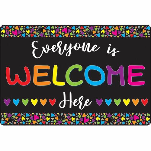 Mat, Everyone Is Welcome Here, Hearts, 23-1/2" x 15-1/2", MI