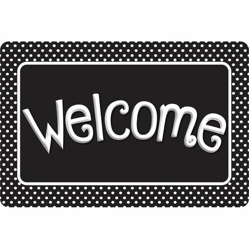 Mat, Welcome, Black/White Dots, 23-1/2" x 15-1/2", MI