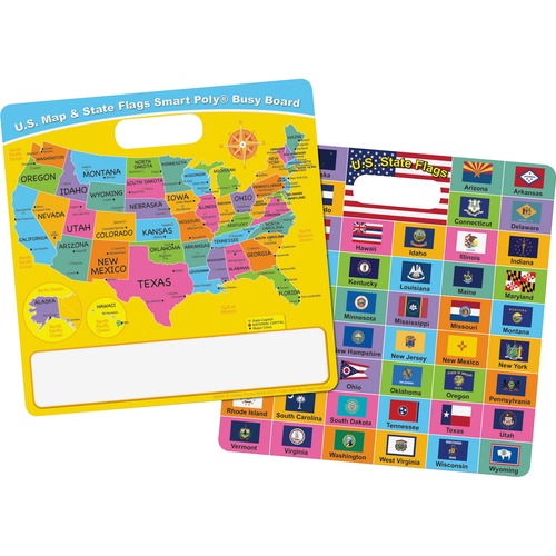 Dry-Erase Board, US Map/State Flags, 10-3/4" x 10-3/4", MI