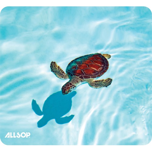 Mousepad, Turtle, Nonskid, Recycled, Fabric & Rubber, 8" x 8.75", Green