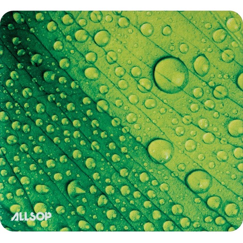 Mousepad, Leaf Raindrop, Non Skid, Recycled, Fabric & Rubber, 8" x 8.75", Green