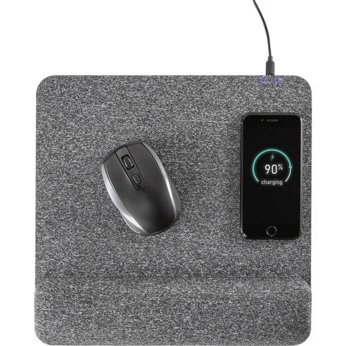 Mousepad, Wireless Charging, 11-1/2" W x 11-3/4" L x 3/4" H, Gray