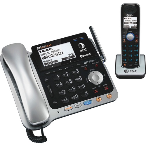Phone System, Bluetooth, 6.0, 2-Line, Caller ID, Black/Silver