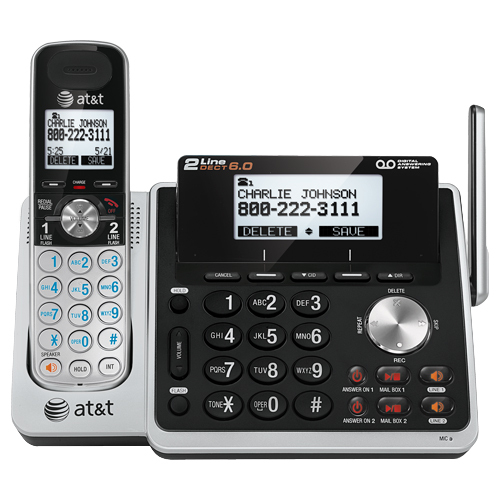 Cordless Phone, 2-Line, Dual Caller ID/Call Waiting