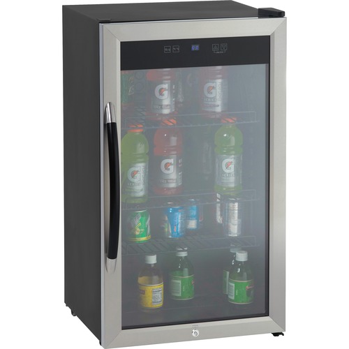 Beverage Cooler, 3.1 Cubic Feet, Glass Door, Black/Silver