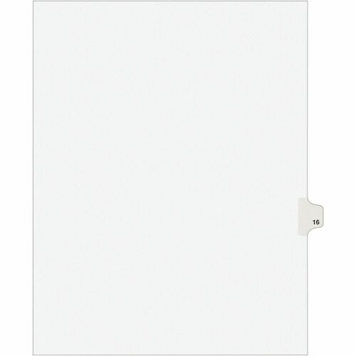 Index Divider, "16", Side Tab, 8-1/2" x 11", White 25/PK