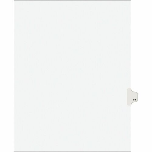 Index Divider, "17", Side Tab, 8-1/2"x11", White 25/PK
