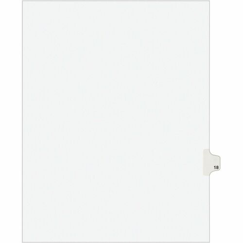 Index Divider, "18", Side Tab, 8-1/2"x11", White 25/PK