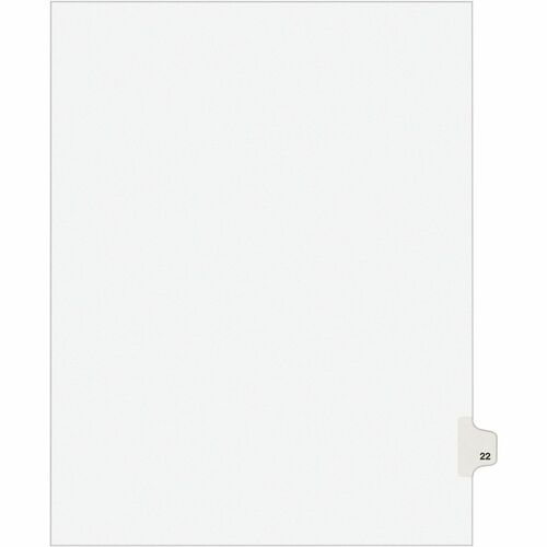 Index Divider, "22", Side Tab, 8-1/2" x 11", White 25/PK