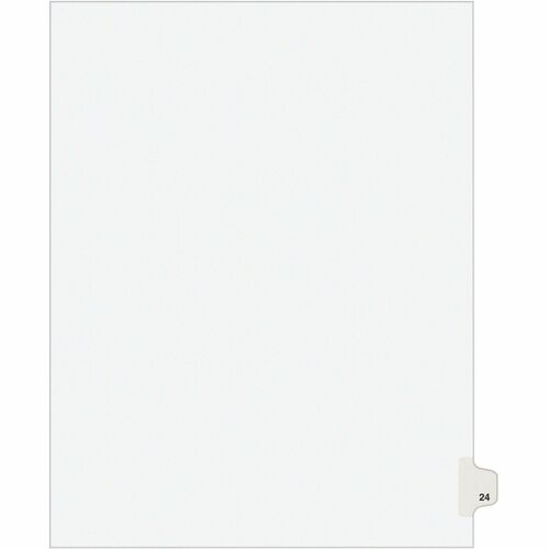 Index Divider, "24", Side Tab, 8-1/2" x 11", White 25/PK