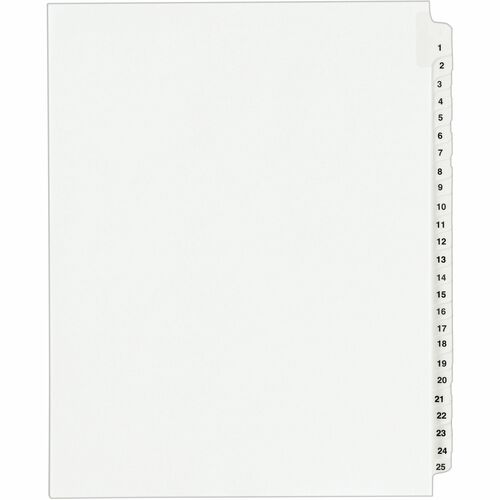Index Dividers, Exhibit 1-25, Side Tab, White 25/ST