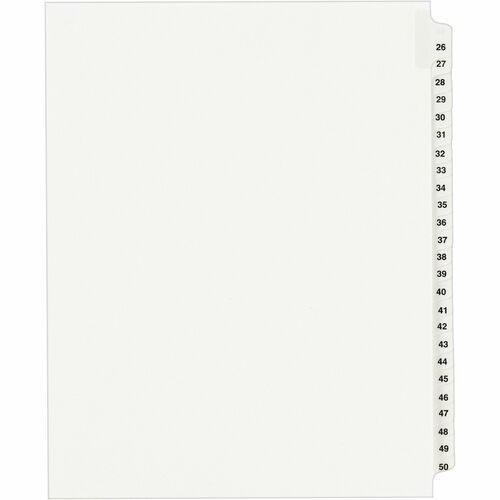Index Dividers, Exhibit 26-50, Side Tab, White 25/ST