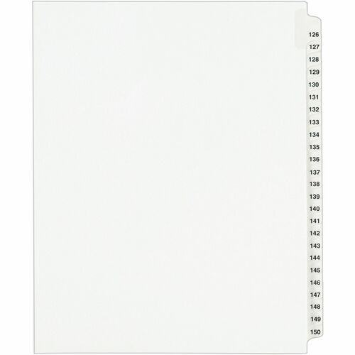 Index Dividers, Side Tab, 126-150, 8-1/2" x 11", White 25/ST