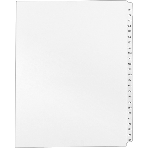 Index Dividers, Side Tab, 151-175, 8-1/2" x 11", White 25/ST