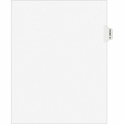 Index Dividers, "M", Side Tab, 8-1/2" x 11", White 25/PK