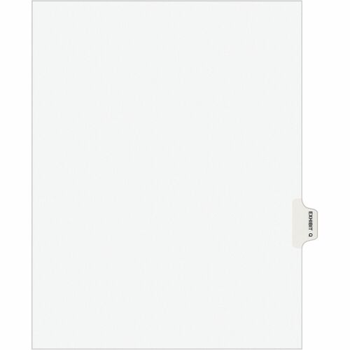 Index Dividers, "Q", Side Tab, 8-1/2" x 11", White 25/PK