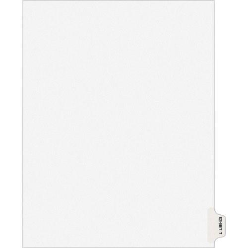 Index Dividers, "T", Side Tab, 8-1/2" x 11", White 25/PK