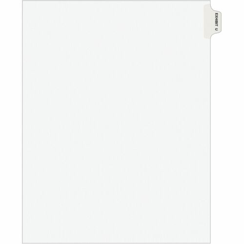 Index Dividers, "U", Side Tab, 8-1/2" x 11", White 25/PK