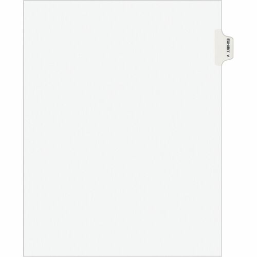 Index Dividers, "V", Side Tab, 8-1/2" x 11", White 25/PK