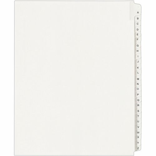 Index Dividers, Collated, A-Z, Side Tab, 8-1/2" x 11", White 26/ST