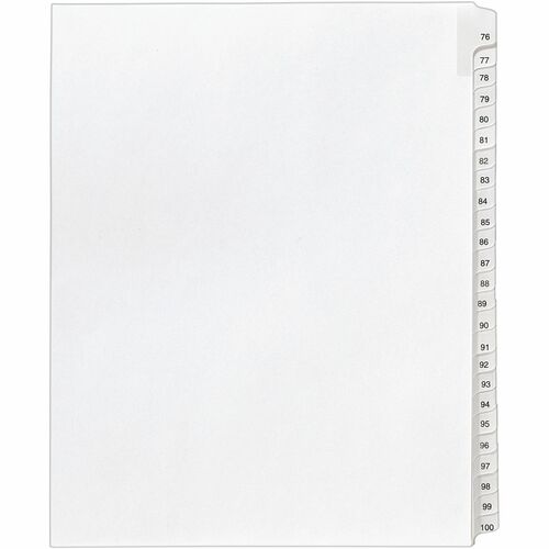 Index Dividers, Collated, 76-100, Side Tab, 8-1/2" x 11", WE 25/ST